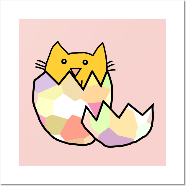 Cute Cat Hatching from Easter Egg as Kitten Wall Art by ellenhenryart